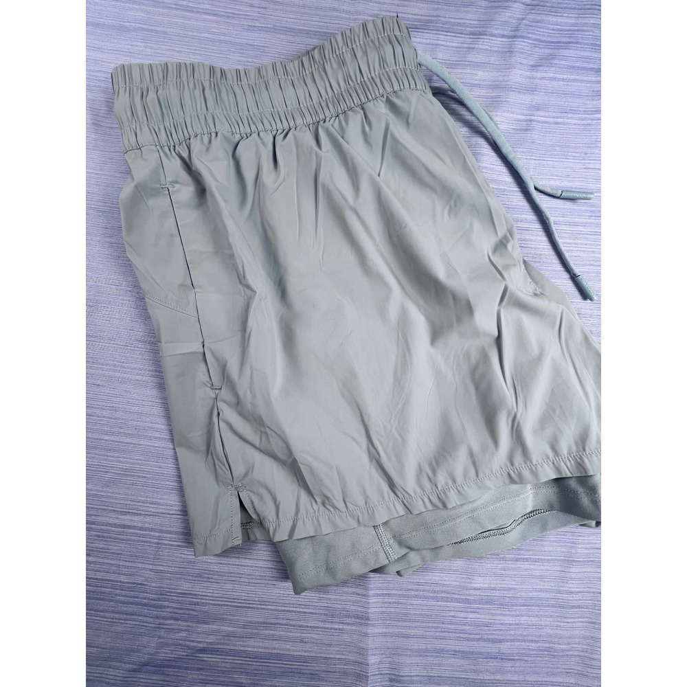 Spyder Active Womens 2-in-1 Running Shorts Sage Green Smocked Waist Large 693‎
